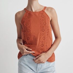 NWT Madewell Eyelet A-line Halter Top Small Orange